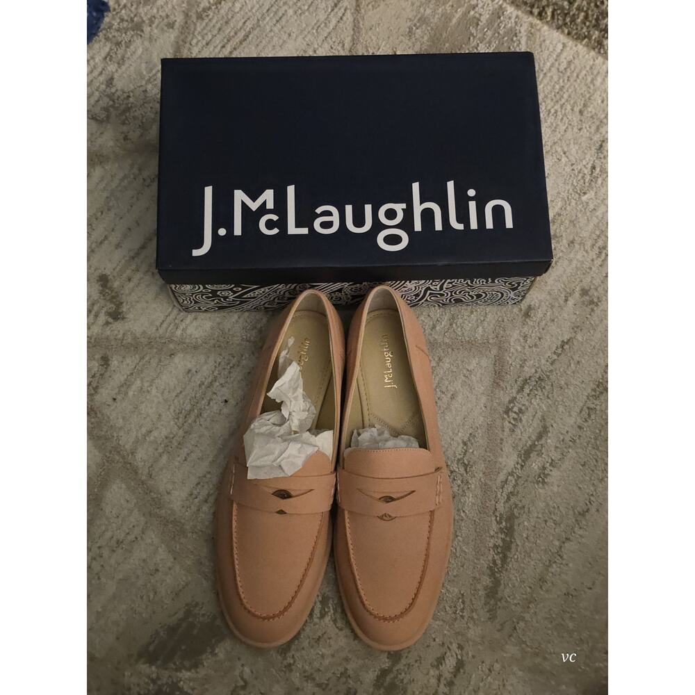 J.McLaughlin Pink Suede Leather Loafers Women's Slip On Shoes Size 9.5
